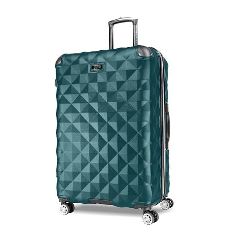 Kenneth Cole REACTION Diamond Tower Collection Lightweight Hardside Expandable 8-Wheel Spinner Travel Luggage, Deep Teal, 28-Inch Checked - color: Deep Teal, size: 28-Inch Checked