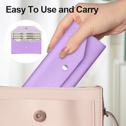 Pu Leather Cash Envelope Wallet - Reusable Cash Stuffing Wallet for Men and Women -Purple - color: purple