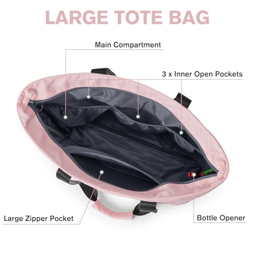 G4Free Beach Bag, Waterproof Beach Bags for Women, Personalized Strap Tote Bag for Women Birthday Gifts - color: Pink