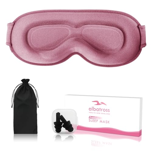 Sleep Eye Mask for Men Women, Sleeping Mask for Side Sleeper, Travel Blackout Night Blindfold Eye Shade Cover with Adjustable Strap (Rose) - color: Rose