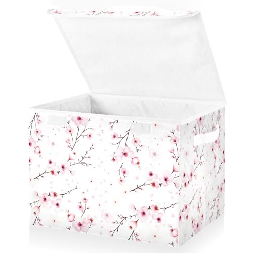 senya Flower Baskets Collapsible Storage Bins with Lids, Cherry Blossom Branche Storage Boxes Clothes Baskets for Organizing - color: Flower 2