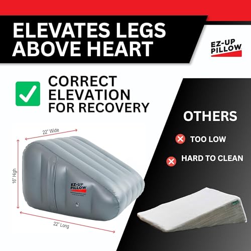 North Coast Medical EZ Up Inflatable Leg Elevation Wedge Pillow with Foot Pump – Physical Therapist Designed for Post-Surgery Recovery, Circulation & Swelling Relief for Leg, Knee, Hip and Back Pain