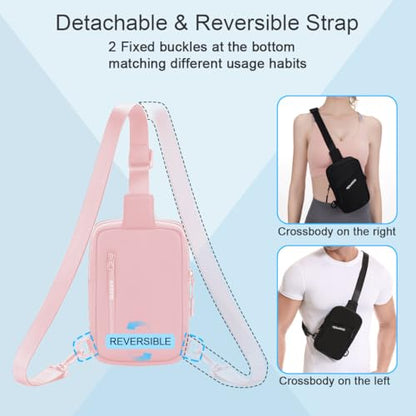Small Sling Bag for Women Men Chest Bag Water Resistance Mini Crossbody Bag Adjustable Strap Lightweight Shoulder Bag - color: 08-rose Gold