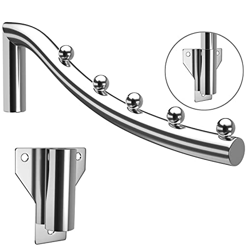 Retractable Clothes Hanger Rack Wall Mount, 5 Holes Folding Clothes Rack Space Saving, Stainless Steel Heavy Duty Folding Wall Mounted Clothes Rack Clothes Drying Rack Coat Hook with Swing Arm, Silver - size: 5 HOOKS x 1