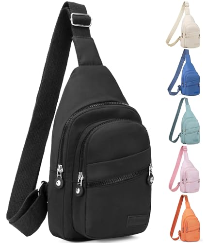 Banelu Small Sling Backpack Crossbody Bags for Women Men, Small Sling Bag Cross Body Bag Fanny Packs Crossbody Purses - Black - color: Black