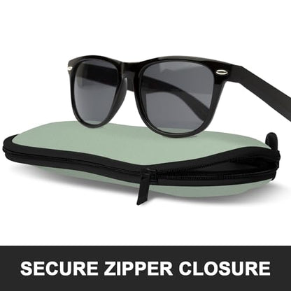 Sunglasses Soft Case, Ultra Light Portable Neoprene Zipper Glasses Case for Men Women - color: Green