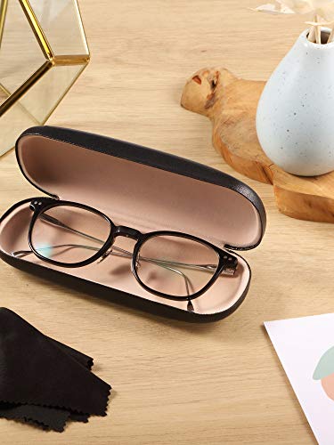 Frienda 3 Pieces Hard Shell Glasses Case Eyeglass Case Protective Sunglass Holder with Cleaning Cloth for Men Women Unisex - color: Black