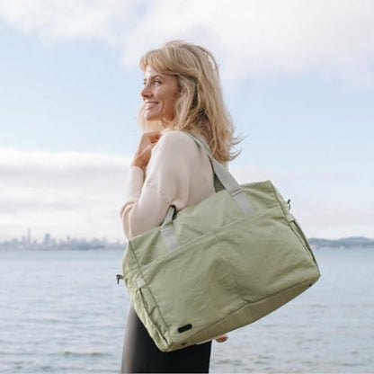 Jadyn Austin Carry-On Travel Duffel Bag for Women, 18” Weekender Bag with Laptop Sleeve, Durable Material, and Trolley Sleeve, Ideal for Work, Gym, and Overnight Trips (Dusty Green) - color: Dusty Green