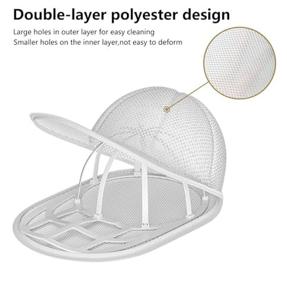 Hat Washer Cage, Snap-Lock Design, Foldable & Portable for Washing Machine Dryer Dishwasher - color: White-2-Pack