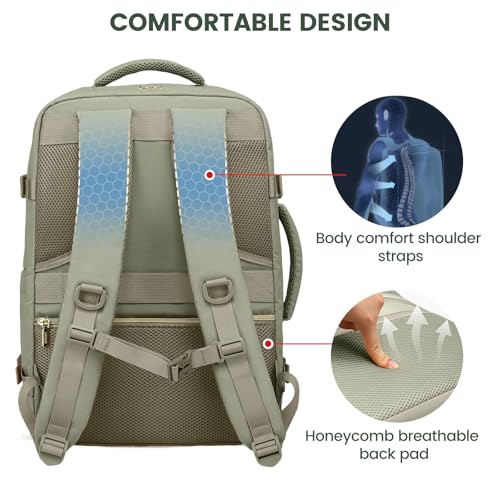 LOVEVOOK Travel Backpack For Women,40L Carry On Backpack Flight Approved,TSA Personal Item Travel Bag Fits 17 Inch Laptop,Business Weekender Overnight Daypack with Toiletry Bag and Cubes - color: Grey and White and Black, size: 17.3 Inch-40L-4Pcs