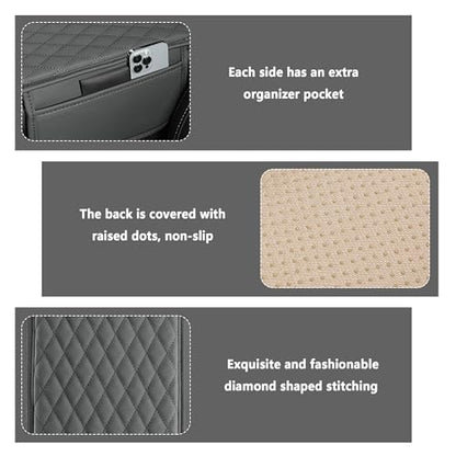 Stacool Upgraded Car Center Console Cover,Microfiber Leather Car Armrest Cover Cushion with 2 Storage Bags,Universal Car Armrest Storage Box (Gray) - color: Gray
