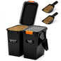 Maxdot 2 Sets 33lb Dry Pellet Storage Bin Pack with Scoops and Labels Grill Accessories Wood Pellet Storage Containers with Flavor Stickers Airtight for Grill Pellets - size: 30 L