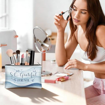 30 Pcs Thank You Makeup Bag Bulk for Women Canvas Cosmetic Bag Employee Appreciation Gifts for Coworker Staff Worker Social Volunteer Mother Teacher Nurse - style: Thank You