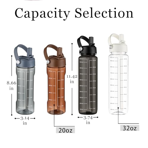 GOPPUS 20oz Clear Water Bottle with Flip Straw, Lightweight, Leakproof, Easy Carry and BPA-Free, Tritan Water Bottlefor Sport, Travel, Outside (Mocha) - color: Mocha, size: 20 Ounces