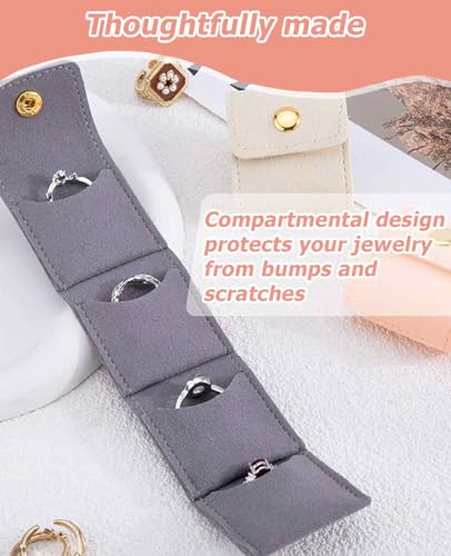6PCS Mini Jewelry Travel Pouch, Foldable Jewelry Roll Bag with Buckle for Journey Rings Necklaces Earrings