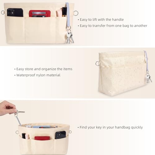 VANCORE Purse Organizer Insert for Handbags,Tote Bag Organizer Insert with Zipper Bag,Premium Handbag Organizer Inside Liner for Women - color: Light Beige, size: Large