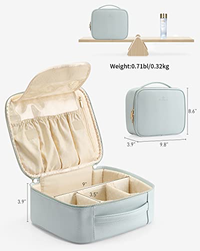 VLANDO Makeup Bag, Travel Makeup Bags,Large Portable Make Up Bag Organzier with Dividers and Handle Gifts for Women Girls,Traveler,Christmas,Wedding Blue - color: A.Blue
