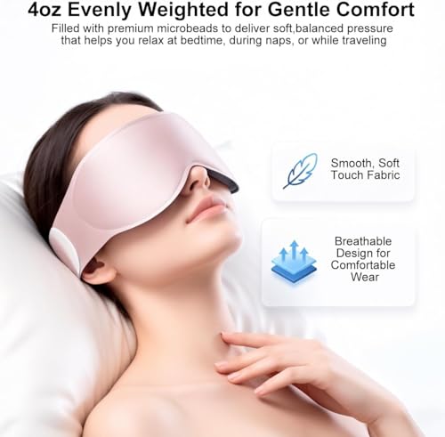 Weighted Sleep Mask for Lash Extensions: 3D Contoured Eye Mask for Airplan Travel,100% Blackout Eye Cover with Soft Fabric, Night Spa Relaxation, Travel Flight Essential, Calm Meditation - color: Full-coverage Pink