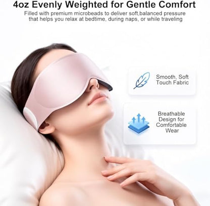 Weighted Sleep Mask for Lash Extensions: 3D Contoured Eye Mask for Airplan Travel,100% Blackout Eye Cover with Soft Fabric, Night Spa Relaxation, Travel Flight Essential, Calm Meditation - color: Full-coverage Pink