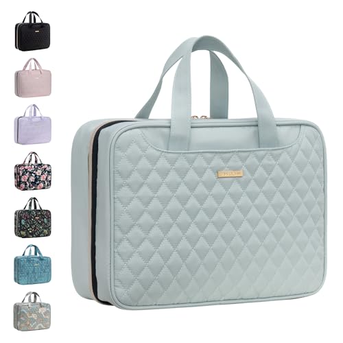 Everfun Travel Toiletry Bag with Hanging Hook and Leakproof Wet/Dry Compartments, Large Capacity Makeup Cosmetic Organizer for Women, 12x9x4.5 Inch, Mint Green - color: Mint Green, size: Large