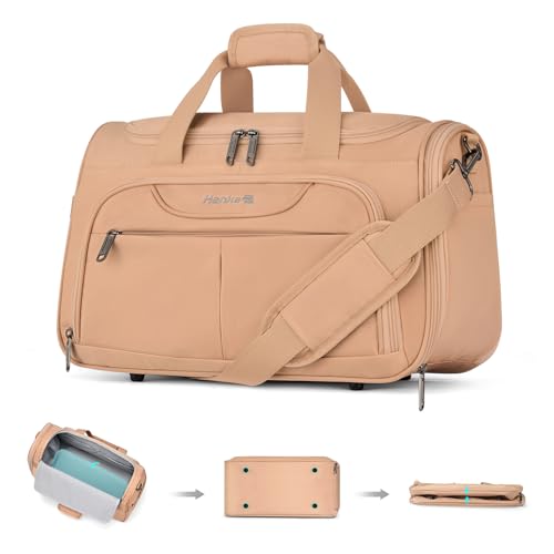Hanke Foldable Underseat Carry On luggage Bag, Travel Tote Bag for Women & Men, Personal Item Travel Bag Softside Lightweight Luggage Bags for Travel Flight Crew Overnight Weekender.（Pink） - color: Pink, size: Underseat Carry-On