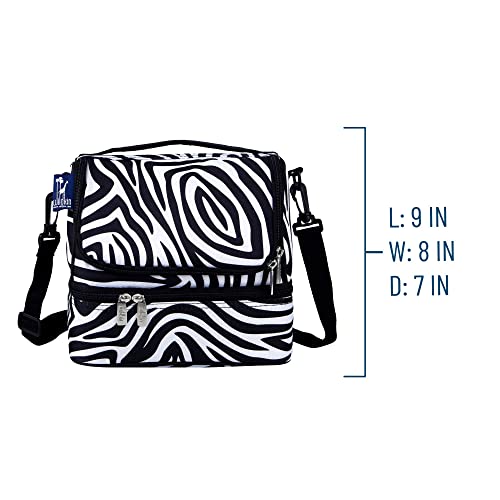 Wildkin Kids Two Compartment Insulated Lunch Bag – Keeps Food Hot or Cold, Easy-Clean Lining, Leak-Resistant & BPA-Free – Boys & Girls, Ideal for School, Travel & Daycare – Zebra - color: Zebra