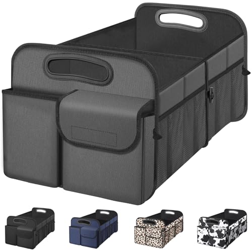 Femuar Car Trunk Organizer, Car Storage Organizer with Large Capacity Waterproof Collapsible Trunk Organizer for Car Suv/Jeep/Sedan (Grey, Standard) - color: Grey, size: Standard