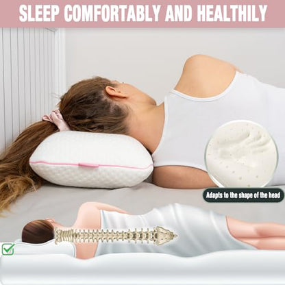 alkamto Travel & Camping Comfortable Memory Foam Pillow – Easy to Carry Portable Bag – Temperature Regulating Pillow Case (Pink + Extra Cover) - size: Pink Travel + Extra Cover