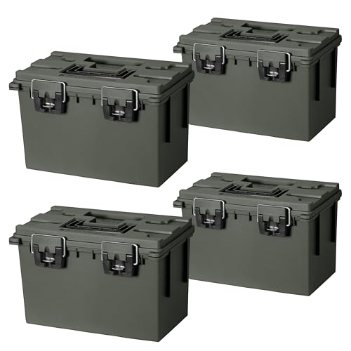 Sheffield 12765 XL Storage Bins With Lids, 4-Pack Stackable Storage Bins, Made in USA, Lockable and Water-Resistant Containers with Lids, Plastic Containers for Home, Classroom, and Dorm - color: Green, size: XL 4-Pack
