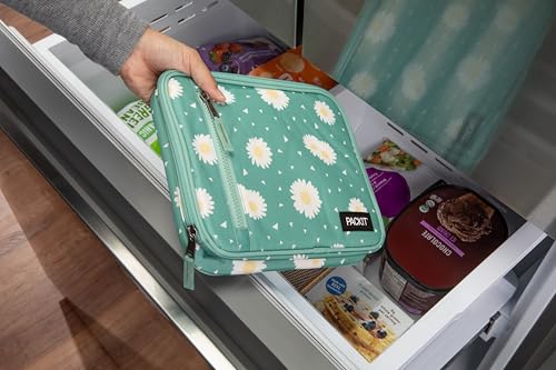 PackIt(R) Freezable Classic Lunch Box, Daisy Sage, Built with EcoFreeze(R) Technology, Collapsible, Reusable, Zip Closure With Zip Front Pocket and Buckle Handle, Designed for Fresh Lunch On the Go - color: Daisy Sage