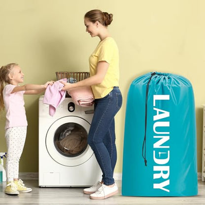 Sylfairy Laundry bags, 2 Pack Travel Laundry Bag for Dirty Clothes with Drawstring, Heavy Duty Laundry Bag for Traveling Camping, Easy Fit a Laundry Hamper or Basket Travel Essentials - color: Green+Green