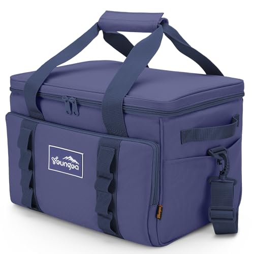 Cooler Bag 48-Can Insulated Leakproof Soft Cooler Large Collapsible Portable Travel Cooler Bags 32L for Picnic, Waterproof Soft Ice Chest for Camping, Beach, Fishing, Outdoor - 32 Quart - color: blue
