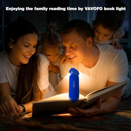 VAVOFO USB Rechargeable Book Light, Blue Light Blocking, Amber Light Clip On Bookmark Shaped Reading Light, Eye Care 6 LEDs Book Light for Bookworms Reading in Bed with 9 Lighting Modes (Royal Blue) - color: Royal Blue