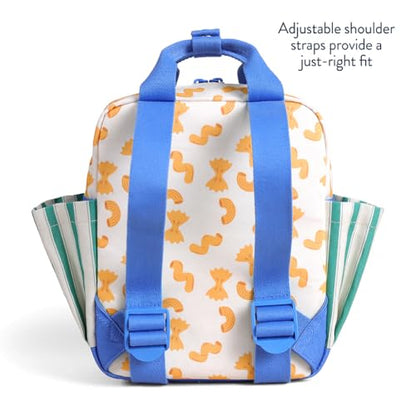 Itzy Ritzy Toddler Backpack - Daycare Bag - Features Adjustable Shoulder Straps, 2 Side Pockets & Spacious Interior with Wipeable Fabric Lining & Name Label, Pasta - color: Pasta