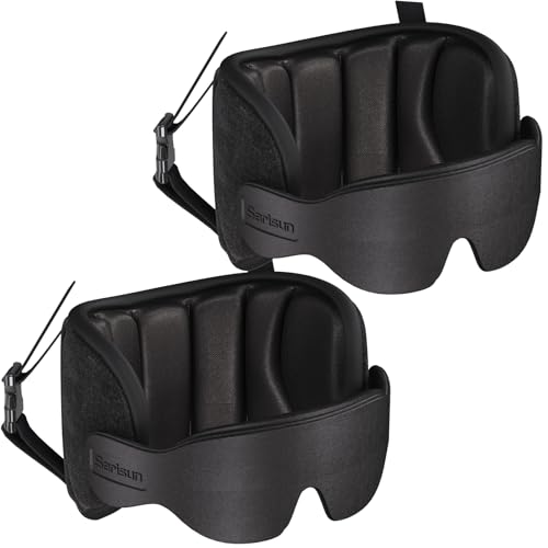 SARISUN Travel Pillows for Airplanes, 2pcs Airplane Pillows for Long Flight with Sleep Eye Mask, Plane Head Strap for Road Trip, 360° Support for Sleeping, Stop Bobblehead Travel Essentials, Black - color: Pure Black