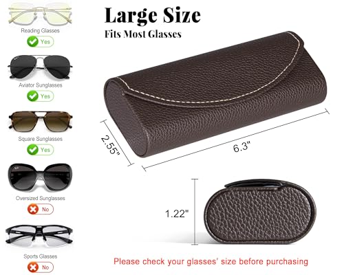 RayLove Ultimate Glasses Case Kit, Hard Shell Sunglasses and Eyeglass Case with Cleaning Cloth, Screwdriver, Ear Hooks - style: 1pack,coffee