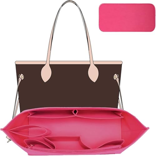 Premium Felt Purse Organizer Insert Compatible with Neverfull GM and More, Felt Bag Organizer Liner with Base Shaper for Tote Handbags,Rose/XL - color: Rose, size: XL