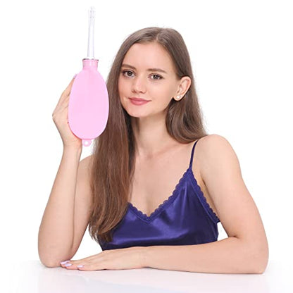 Reusable Silicone Travel Douche Bag - Vaginal Douche for Women, Pocket Size, 24 Fl Oz Capacity, Pink