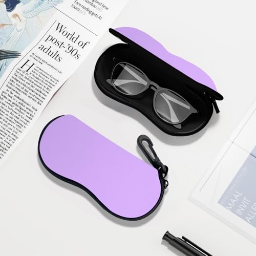 Sunglasses Soft Case, Ultra Light Portable Neoprene Zipper Glasses Case for Men Women - color: Purple