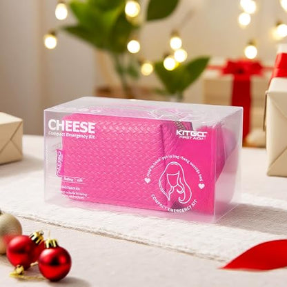 Kitgo Mini First Aid Emergency Clutch Kit -Mother Day Gift Compact Safety Pouch Party Bag with 27 Essential Items for Girl Lady Mother Wife Nurse for Girl Lady Mother Wife Nurse - color: Rose Red