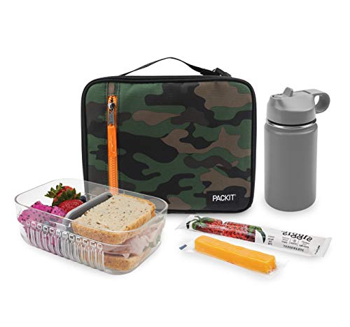 PackIt Freezable Classic Lunch Box, Camo, Built with EcoFreeze Technology, Collapsible, Reusable, Zip Closure With Zip Front Pocket and Buckle Handle, Perfect for Lunches - color: Camo