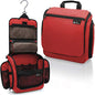 D&D Wanderlust D&D Hanging Travel Toiletry Bag for Men and Women – Cosmetics, Makeup and Toiletries Organizer Kit with 10 Compartments - color: Red