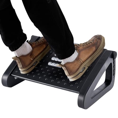 CasaZenith Foot Rest, Six Heights Adjustable Foot Rest for Under Desk at Work, Ergonomic Foots Stool for Under Office Desks, Under Desk Footrest with Foot Massage Roller, Chair Footrest for Leg Rests - color: Black
