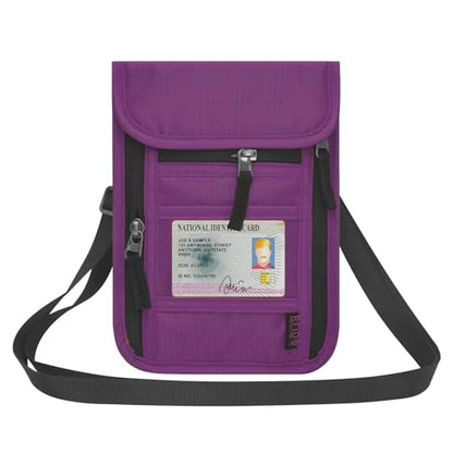 HOTEMIA Neck Wallet for Travel,Passport Holder Neck Pouch for Men Women with Adjustable Neck Strap and RFID Blocking - color: Purple