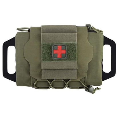 SABADO Rapid/Quick Deploy First Aid Kit Pack Tactical IFAK Pouch Two-Piece System Med Roll Carrier Hypalon Handle Outdoor Sport Hunting Bag - color: Ranger Green-87