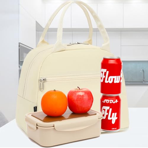FlowFly Insulated Lunch Cooler Bag - Tote Bag Organizer for Women/Men, Beige - color: Beige