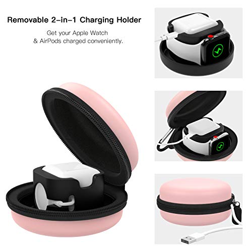 MoKo Storage Box Compatible with Apple Watch Series 11/10/9/8/7/6/5/4/3/2/1/SE3/SE2/SE, Portable Protective Travel Bag Fit iWatch 38mm 40mm 41mm 42mm 44mm 45mm 46mm Airpods Pro/3/2/1, Rose Gold - color: Rose Gold