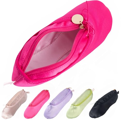 Ballet Dance Shoe Makeup Bag For Little Girls, Ballerina Slipper Makeup Pouch Bag, Ballet Pointe Shoes Gifts (Hot Pink) - color: Hot Pink