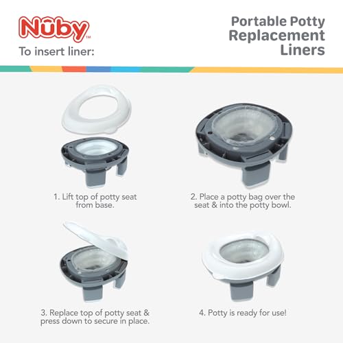 Nuby Portable Potty Replacement Liners - Disposable Potty Liners - Toddler Potty Training Essentials - 40 Count - style: Potty Replacement Liners (Pack of 40)