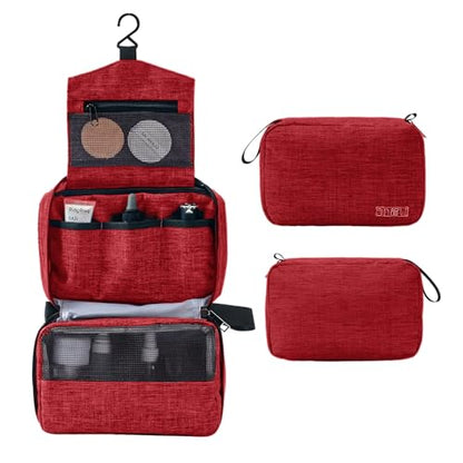 Travel toilet bag is used to store toiletries, Suitable for short-term travel use hanging toilet bag (Burgundy) - color: Burgundy